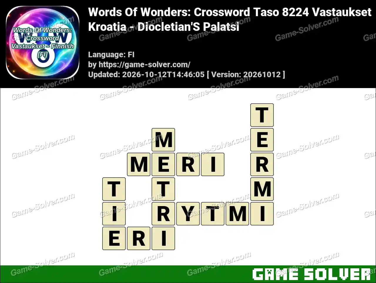 Words Of Wonders: Crossword Taso 8224 Vastaukset – Kroatia – Diocletian’S Palatsi